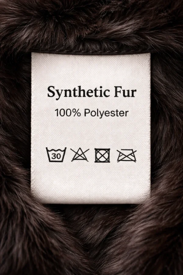 Czapka zimowa z prawdziwego futra ciemnobrązowa średnica 24 cm syntetyk 100% z lasu