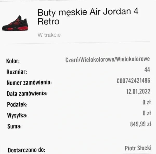 Nike Air Jordan 4 Retro Red thunder size 44 eu