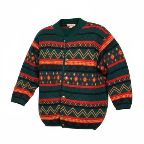 Vintage sweter Creation Camilla, wzór Etniczny, wełna, rozm. 44 (D 40)