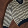 Ronin Rage wełniany Sweter vintage beż granat