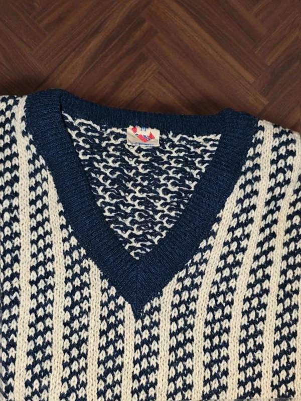 Ronin Rage wełniany Sweter vintage beż granat