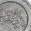 Stara patera myśliwska 22 cm relief jeździec dzik pies metal sygnowana