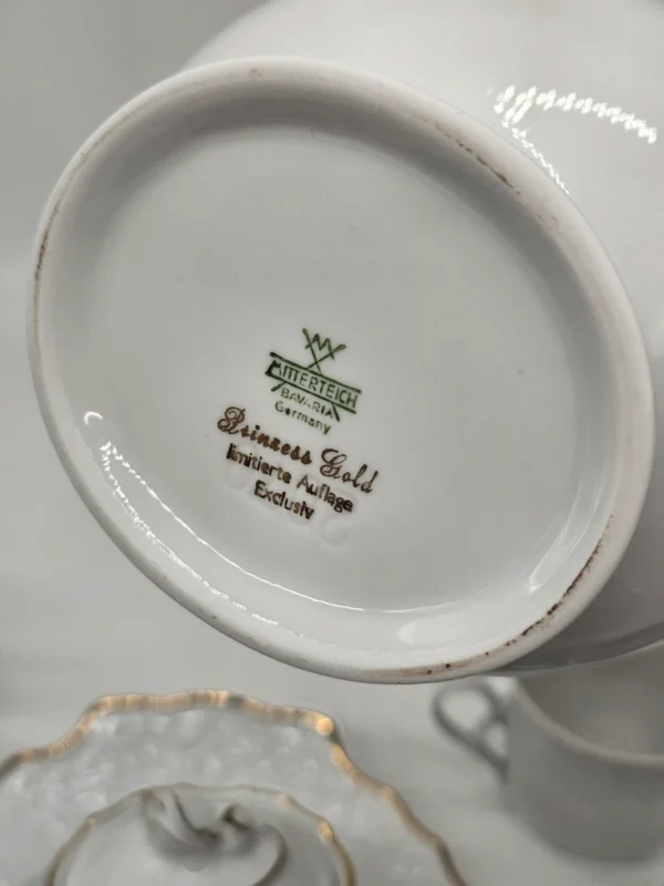 Mitterteich Bavaria Princess Gold serwis kawowy 6 osób biała porcelana złocona