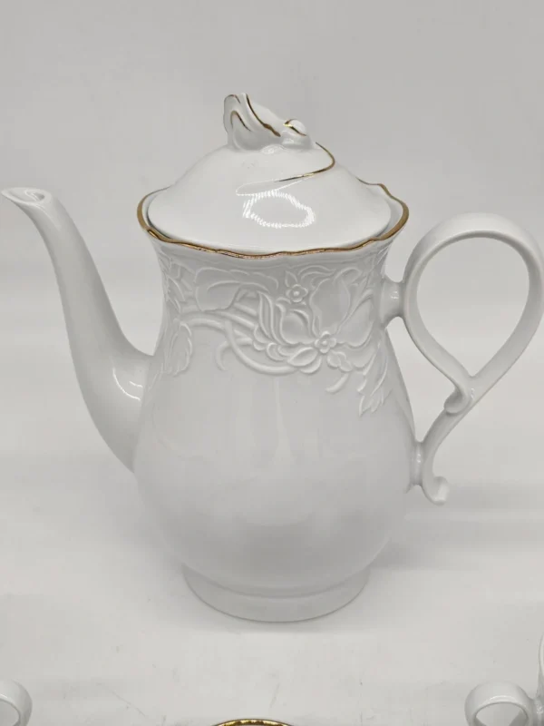 Mitterteich Bavaria Princess Gold serwis kawowy 6 osób biała porcelana złocona