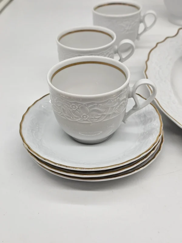 Mitterteich Bavaria Princess Gold serwis kawowy 6 osób biała porcelana złocona