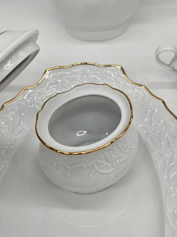 Mitterteich Bavaria Princess Gold serwis kawowy 6 osób biała porcelana złocona