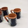 kubki ceramiczne folk czarne ręcznie zdobione 6 szt