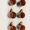 kubki ceramiczne folk czarne ręcznie zdobione 6 szt