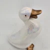 Opalizowana figurka gęsi ceramiczna 17 cm złote akcenty