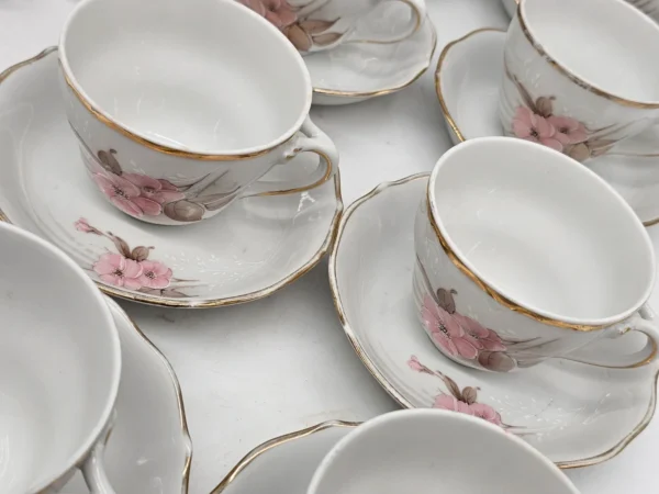 Porcelana Bavaria Schumann serwis kawowy kwiaty złocenia 9 filiżanek dzbanek cukiernica mlecznik