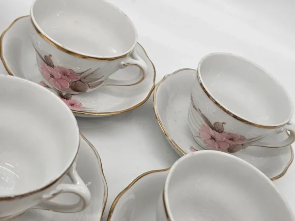 Porcelana Bavaria Schumann serwis kawowy kwiaty złocenia 9 filiżanek dzbanek cukiernica mlecznik
