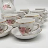Porcelana Bavaria Schumann serwis kawowy kwiaty złocenia 9 filiżanek dzbanek cukiernica mlecznik