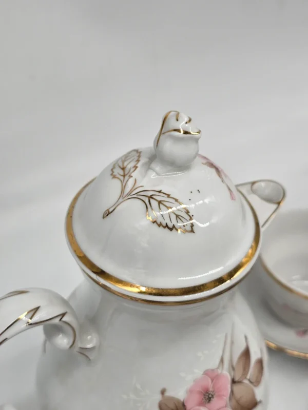 Porcelana Bavaria Schumann serwis kawowy kwiaty złocenia 9 filiżanek dzbanek cukiernica mlecznik