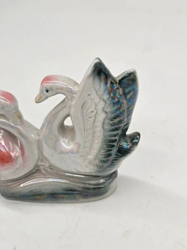 perłowe łabędzie Ceramiczne figurka dekoracyjna 14 cm