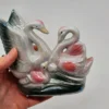 perłowe łabędzie Ceramiczne figurka dekoracyjna 14 cm