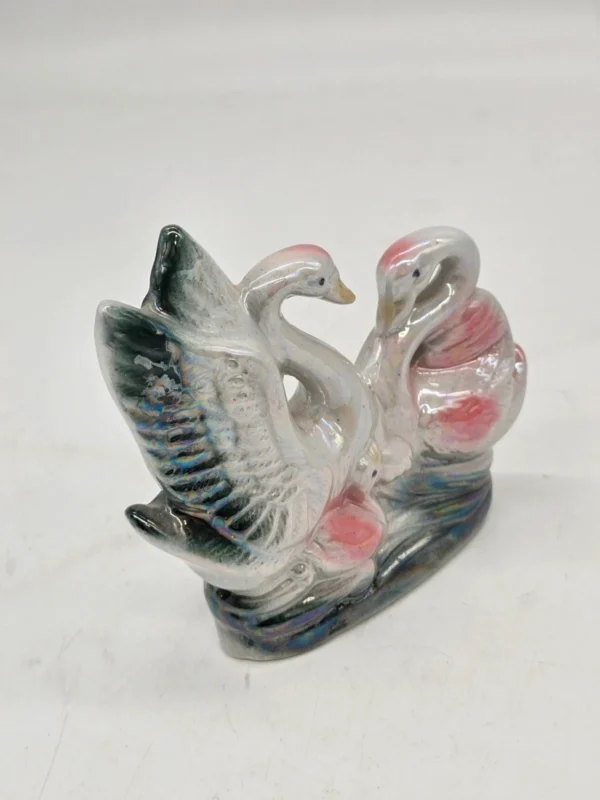 perłowe łabędzie Ceramiczne figurka dekoracyjna 14 cm