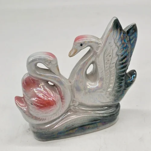 perłowe łabędzie Ceramiczne figurka dekoracyjna 14 cm