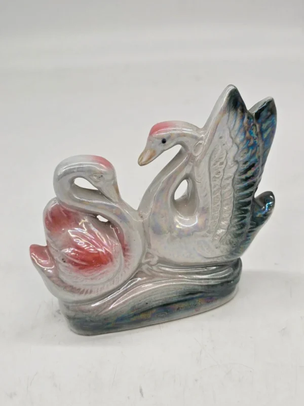 perłowe łabędzie Ceramiczne figurka dekoracyjna 14 cm