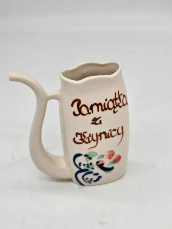 Kubek Z rurką Pamiątka z Krynicy 13 cm ceramika uzdrowiskowa