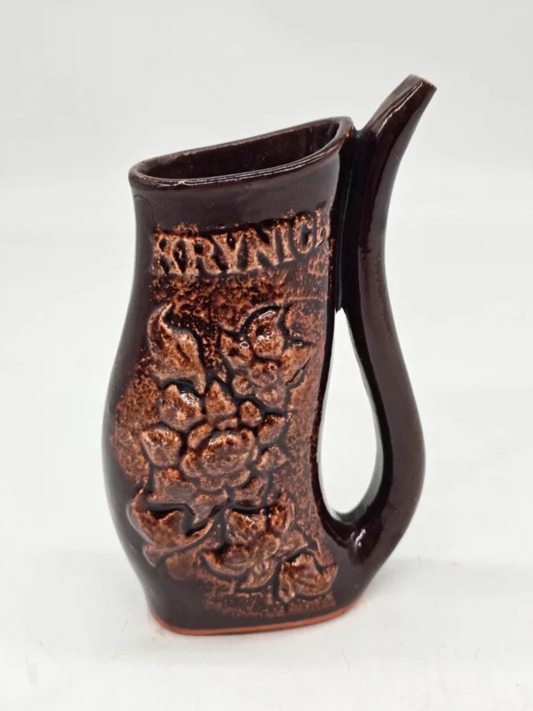Kubek ceramiczny z rurką Krynica relief Kwiatowy 18 cm