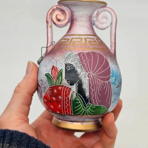 Ręcznie Malowana amfora handmade Mini wazonik 13 cm motywy antyczne