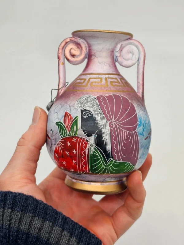 Ręcznie Malowana amfora handmade Mini wazonik 13 cm motywy antyczne