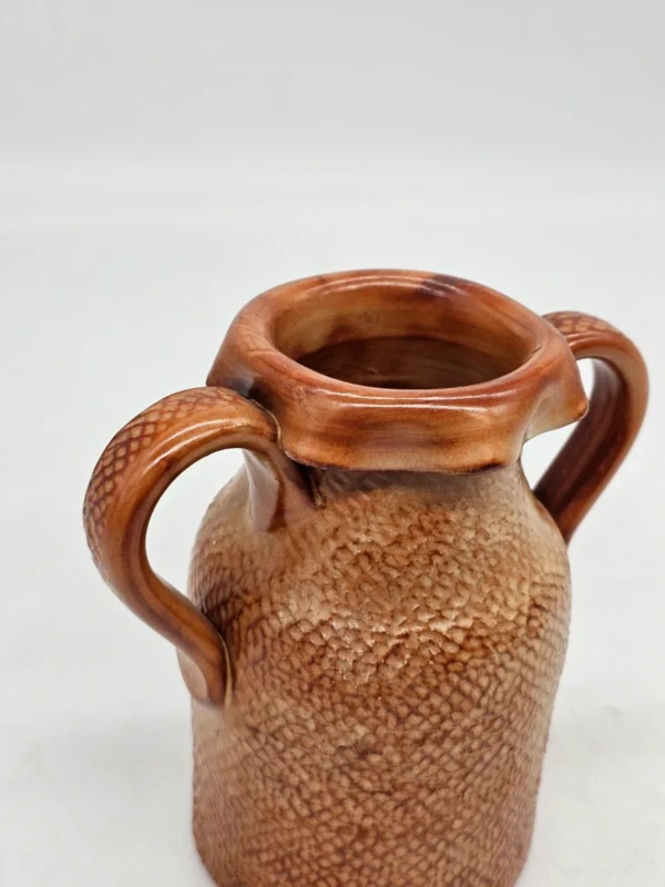 Rustykalny wazon ceramiczny 15 cm brąz szkliwiony dekoracyjny retro
