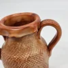 Rustykalny wazon ceramiczny 15 cm brąz szkliwiony dekoracyjny retro