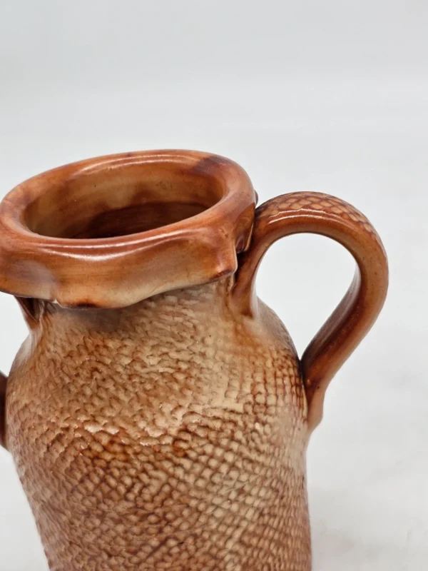 Rustykalny wazon ceramiczny 15 cm brąz szkliwiony dekoracyjny retro