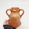 Rustykalny wazon ceramiczny 15 cm brąz szkliwiony dekoracyjny retro