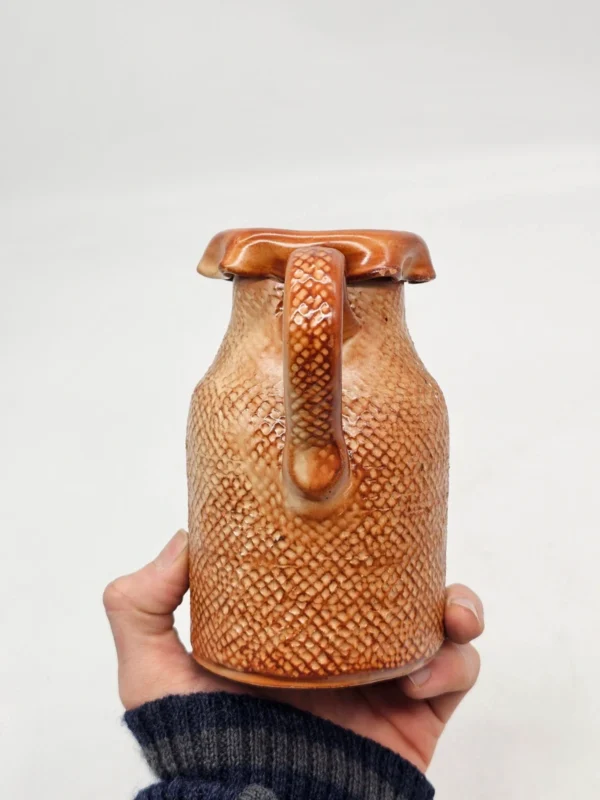 Rustykalny wazon ceramiczny 15 cm brąz szkliwiony dekoracyjny retro