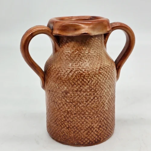 Rustykalny wazon ceramiczny 15 cm brąz szkliwiony dekoracyjny retro