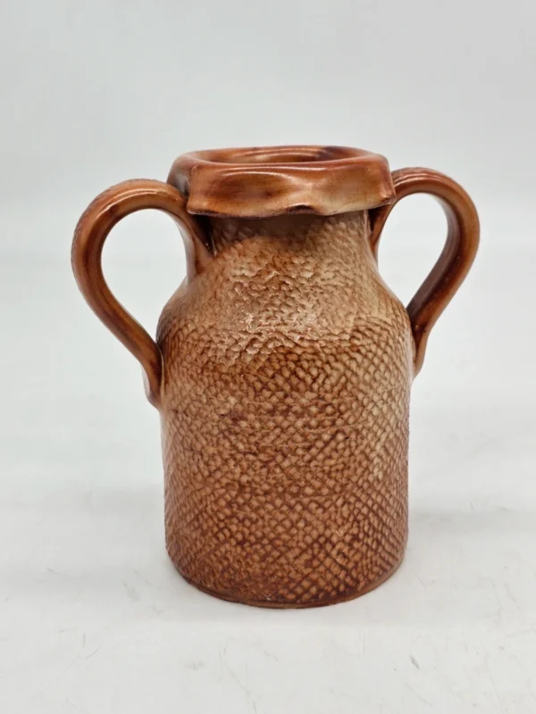 Rustykalny wazon ceramiczny 15 cm brąz szkliwiony dekoracyjny retro
