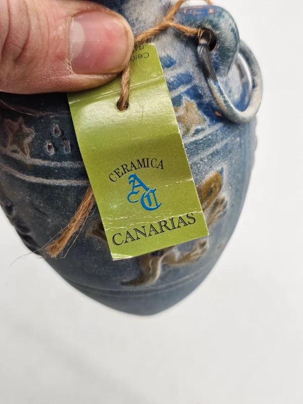 Ceramica AU Canarias amfora ceramiczna 17 cm na metalowym stojaku oryginał Wyspy Kanaryjskie