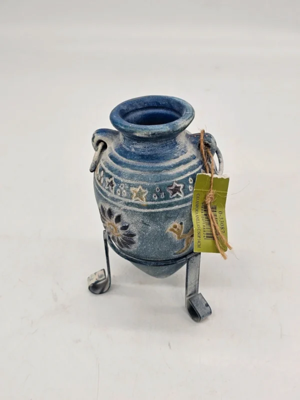 Ceramica AU Canarias amfora ceramiczna 17 cm na metalowym stojaku oryginał Wyspy Kanaryjskie