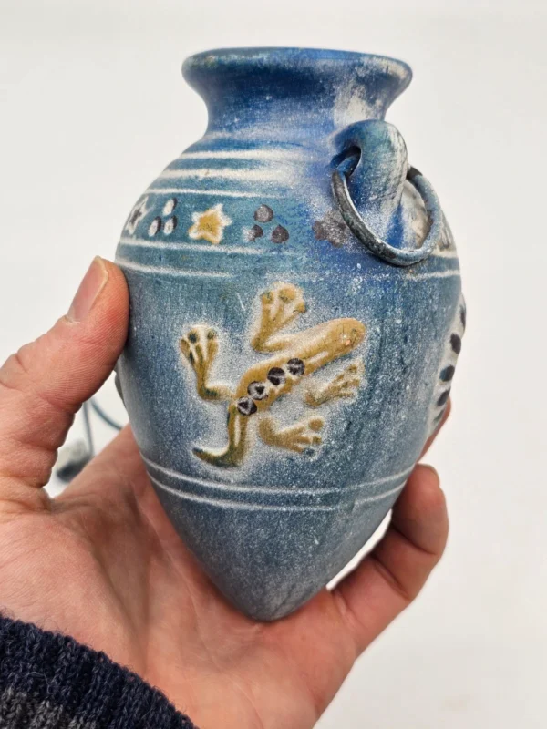 Ceramica AU Canarias amfora ceramiczna 17 cm na metalowym stojaku oryginał Wyspy Kanaryjskie