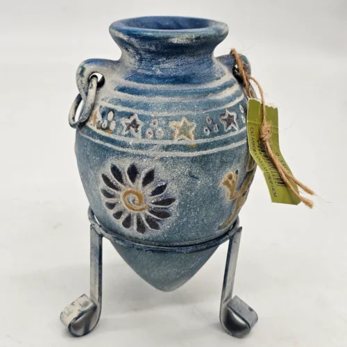 Ceramica AU Canarias amfora ceramiczna 17 cm na metalowym stojaku oryginał Wyspy Kanaryjskie