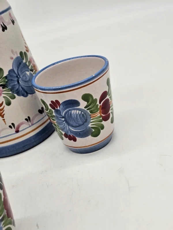 Zestaw ceramiczny Handarbeit Niemcy dzbanek + 3 kubki ręcznie malowane