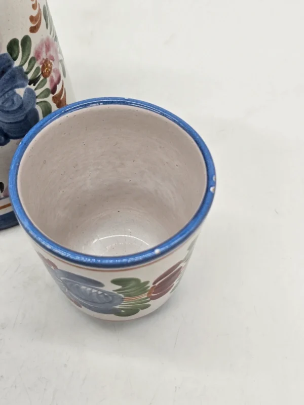 Zestaw ceramiczny Handarbeit Niemcy dzbanek + 3 kubki ręcznie malowane