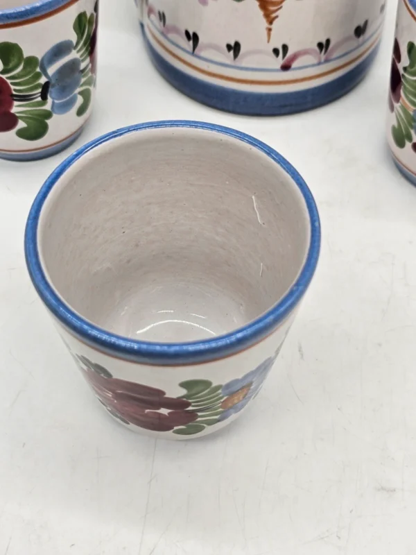 Zestaw ceramiczny Handarbeit Niemcy dzbanek + 3 kubki ręcznie malowane