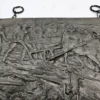 Metalowa płaskorzeźba scena wiejska z wołami 39x22 cm