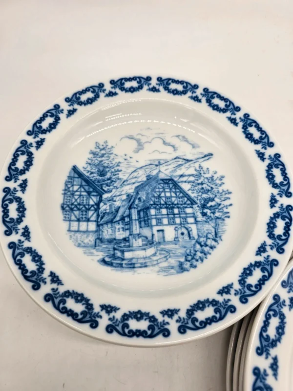 zestaw porcelany Johann Kronester Bavaria Rustika 12 elementów niebieski wzór