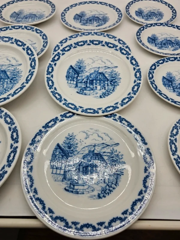 zestaw porcelany Johann Kronester Bavaria Rustika 12 elementów niebieski wzór