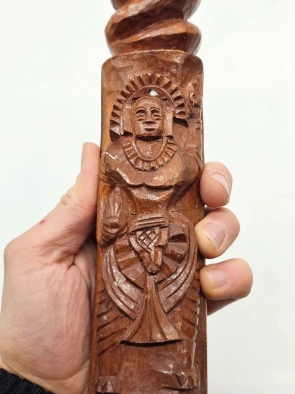 Haitański zestaw rytualny Totem i Grzechotka 40 cm Rękodzieło Drewno