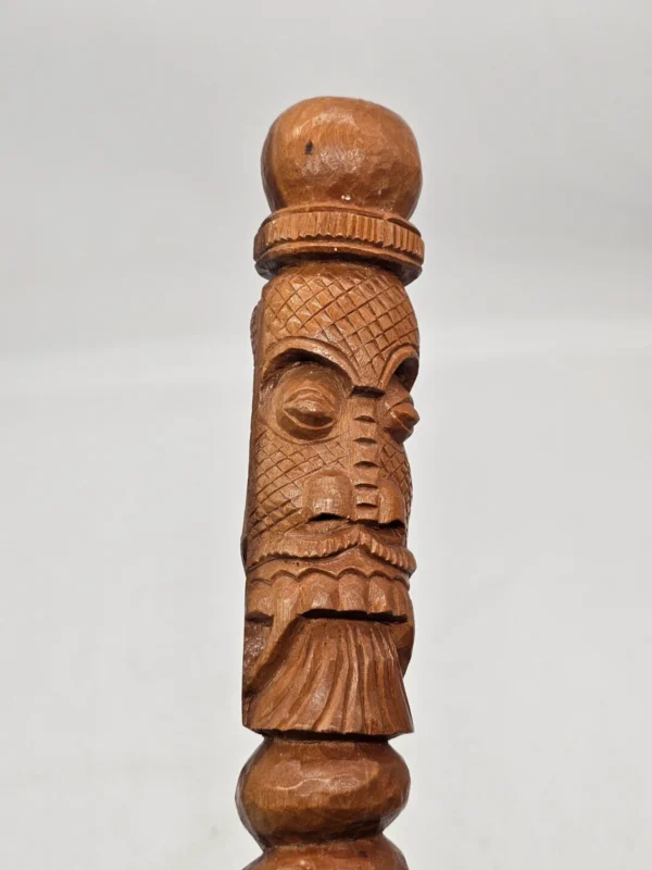 Haitański zestaw rytualny Totem i Grzechotka 40 cm Rękodzieło Drewno