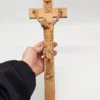Precyzyjnie rzeźbiony krucyfiks 45x14 cm Detale Korona Cierniowa Lite Drewno