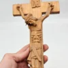 Precyzyjnie rzeźbiony krucyfiks 45x14 cm Detale Korona Cierniowa Lite Drewno