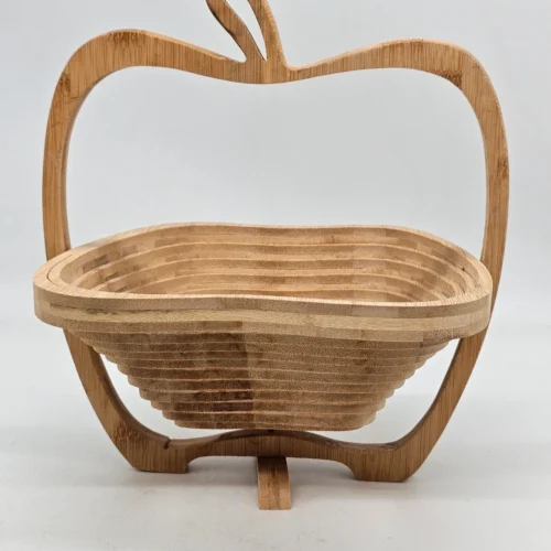 Kosz bambusowy składany w kształcie jabłka dekoracyjny 30 × 27 cm
