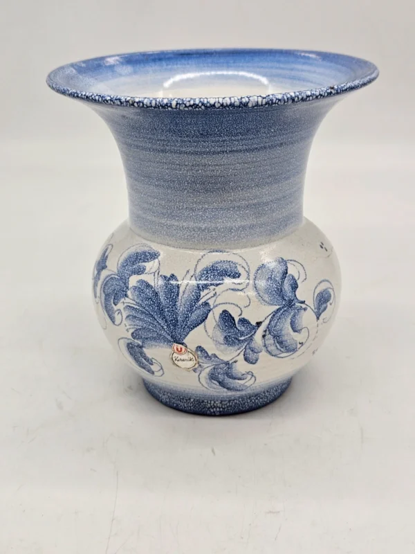 Wazon ceramiczny U Keramik niebiesko biały 20 cm