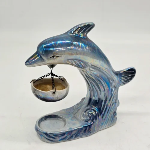 Kominek zapachowy delfin perłowa ceramika 18 cm